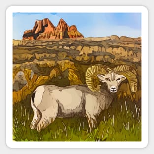 Badlands National Park with Bighorn Sheep Sticker